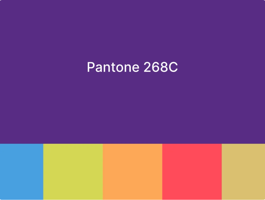 2016: Pantone 268C purple above a strip of rainbow page colours